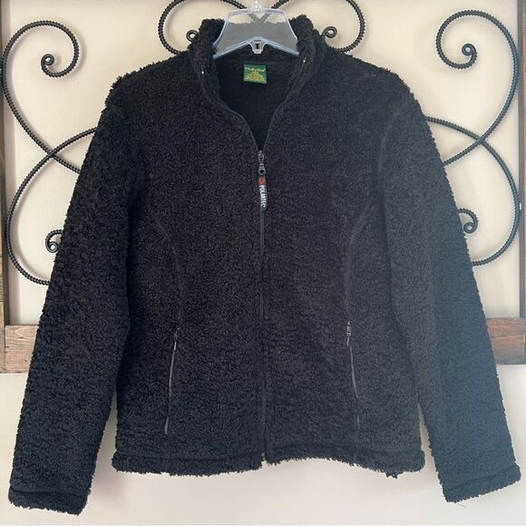 Cabela's Polartec Black High Pile Sherpa Fleece Teddy Full Zip Jacket Coat SZ L - Picture 3 of 15